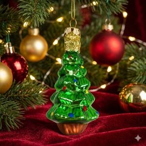 Glass Christmas Ornament Figural Thomas Pacconi Collection 2012 Green Tree